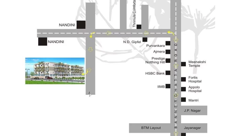 Location of Aspen Prince Princess Palace in Bannerghatta Main Road, Bangalore - Image 410076