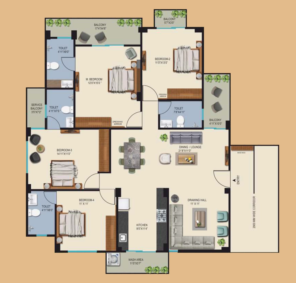 4 BHK Flat in DBL Starlight Titania in Idgah Hills, Bhopal - Image 921198