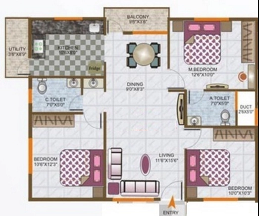 3 BHK Flat in Nishitas MBS Castle in JP Nagar, Bangalore - Image 921135