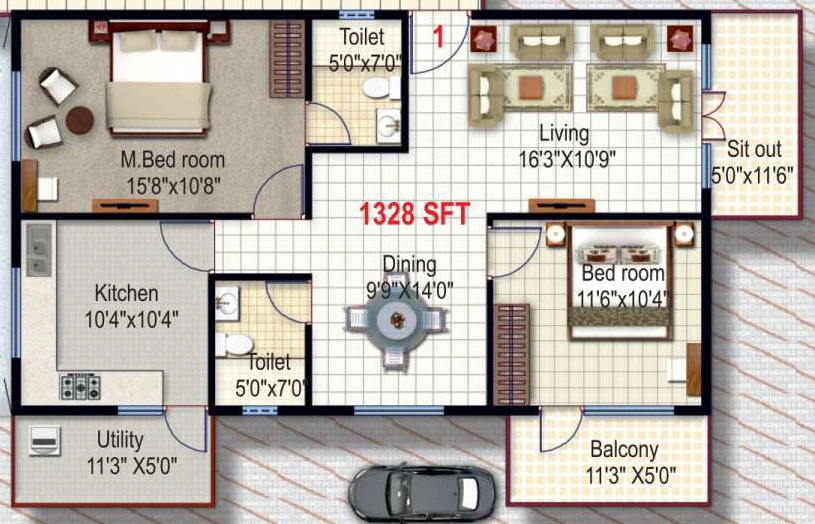 2 BHK Flat in President Opulence in Gottigere, Bangalore - Image 921125