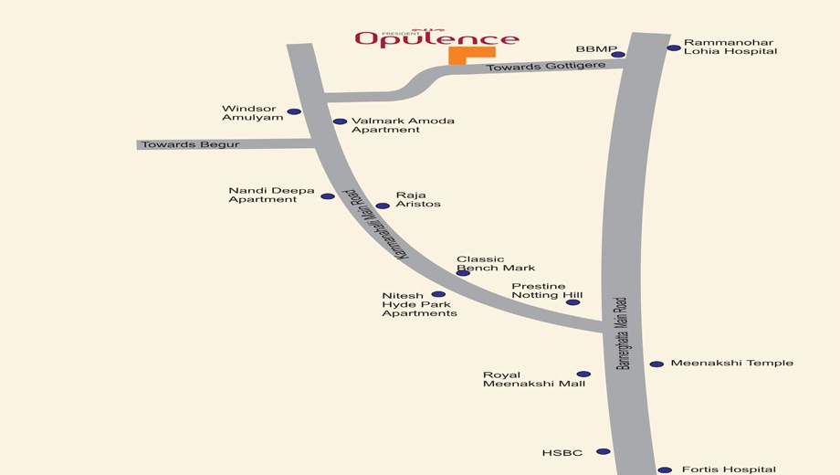 Location of President Opulence in Gottigere, Bangalore - Image 410053