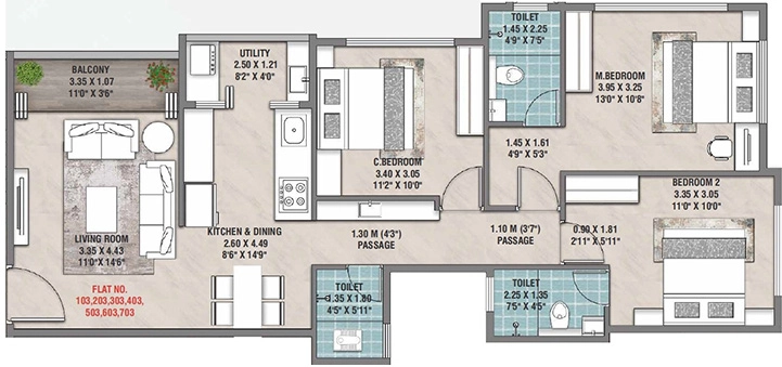 3 BHK Flat in Aakar Solitaire in Indira Nagar, Nashik - Image 921172