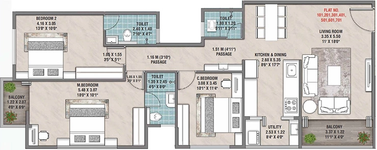 3 BHK Flat in Aakar Solitaire in Indira Nagar, Nashik - Image 921174
