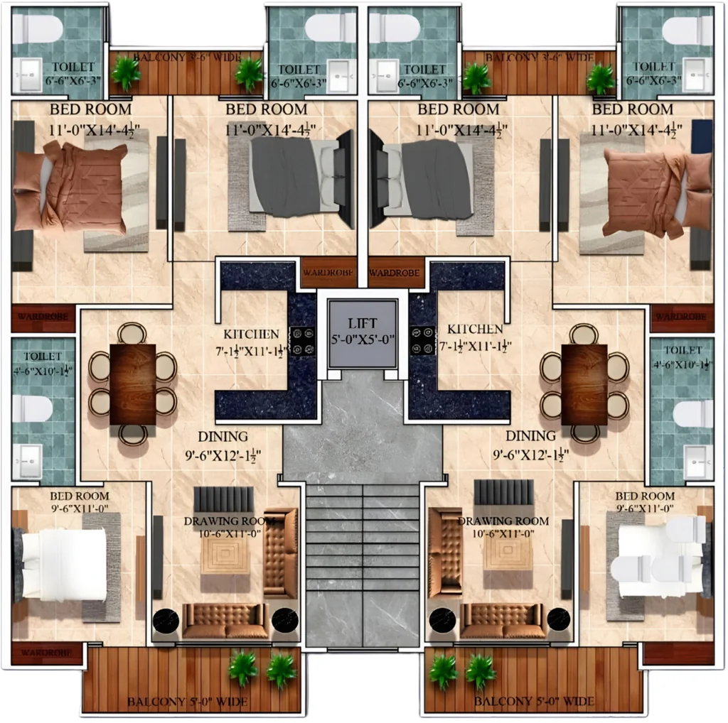 Floor Plan of Alpha Residency in Zirakpur, Chandigarh - Image 410187