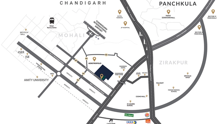 Location of Alpha Residency in Zirakpur, Chandigarh - Image 410185