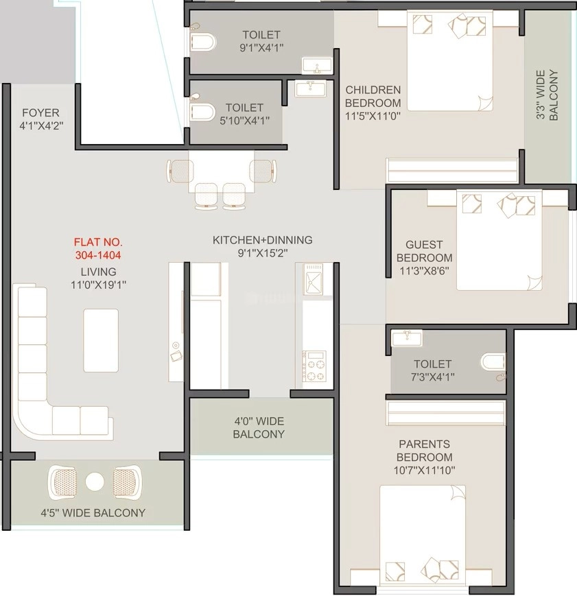 3 BHK Flat in Daksh Levanta in Adgaon, Nashik - Image 921195