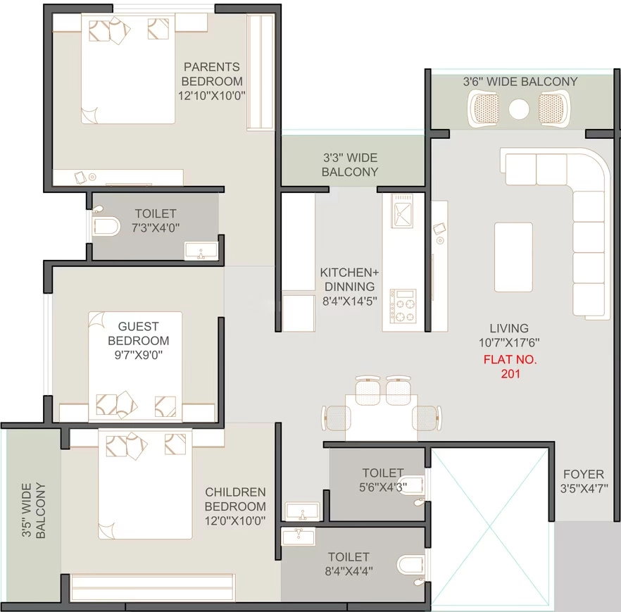 3 BHK Flat in Daksh Levanta in Adgaon, Nashik - Image 921196