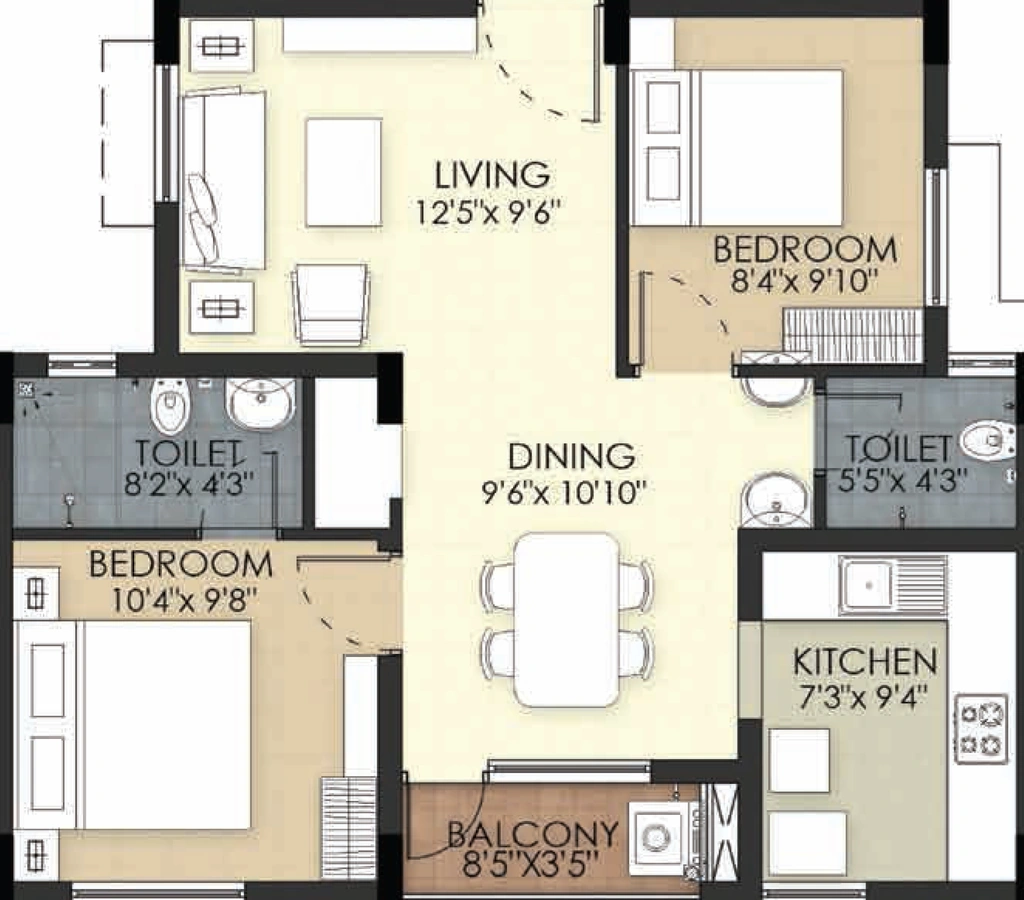 2 BHK Flat in TVS Emerald Green Acres Phase 2 in Kolapakkam, Chennai - Image 921261