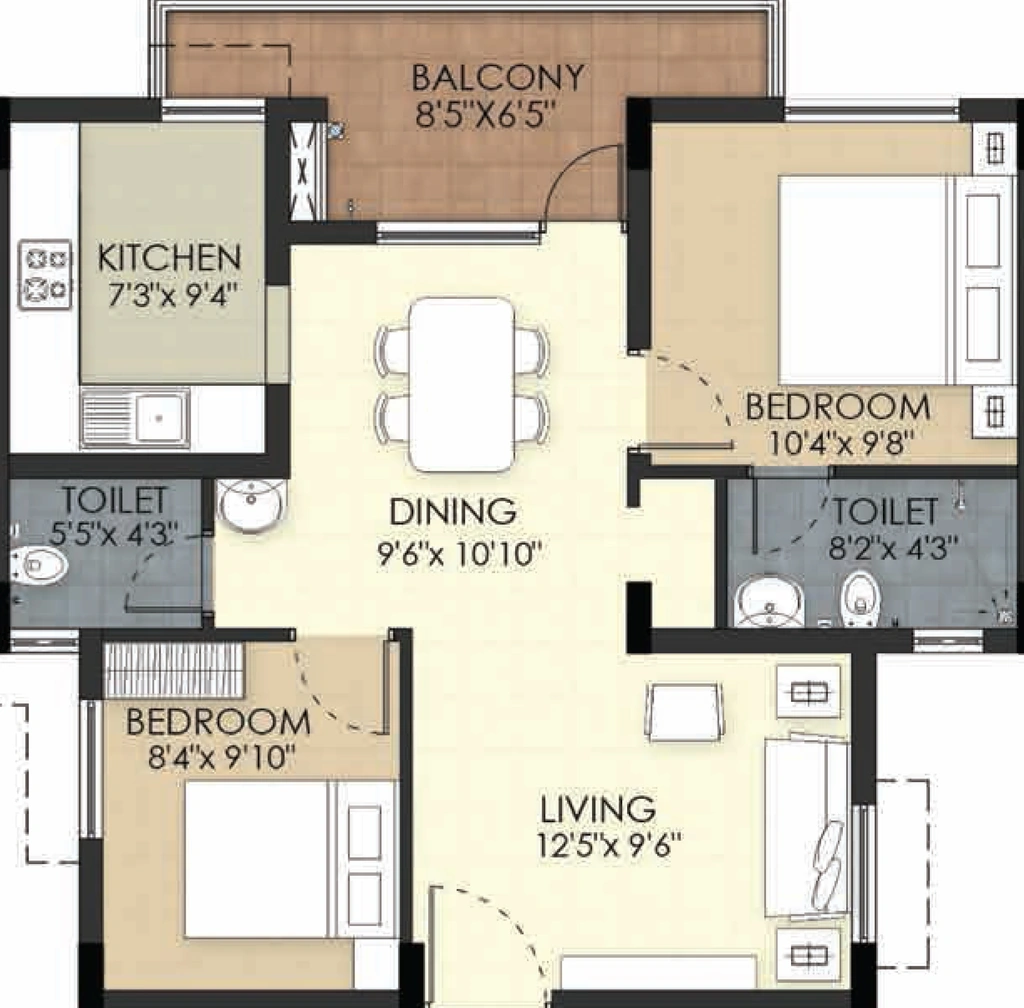 2 BHK Flat in TVS Emerald Green Acres Phase 2 in Kolapakkam, Chennai - Image 921262