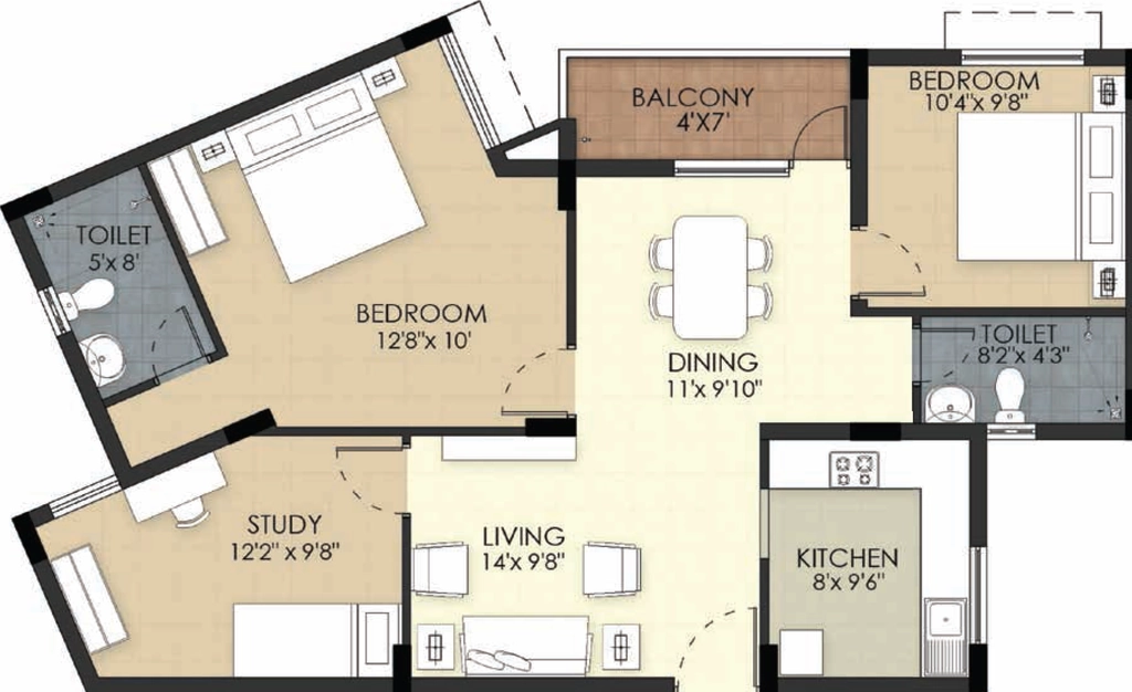 3 BHK Flat in TVS Emerald Green Acres Phase 2 in Kolapakkam, Chennai - Image 921265