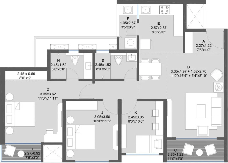 2.5 BHK Flat in Kolte Patil Echoes in Punawale, Pune - Image 921305