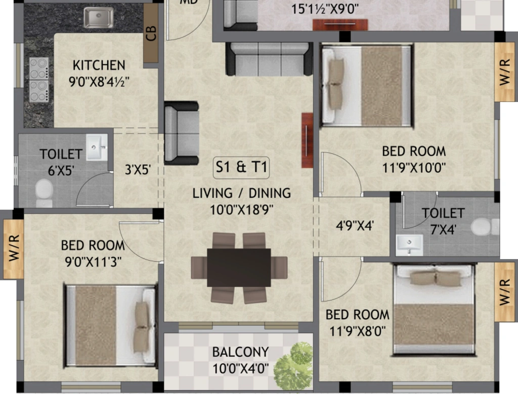 3 BHK Flat in Keerthi Sai Paadham Flats in Porur, Chennai - Image 921315