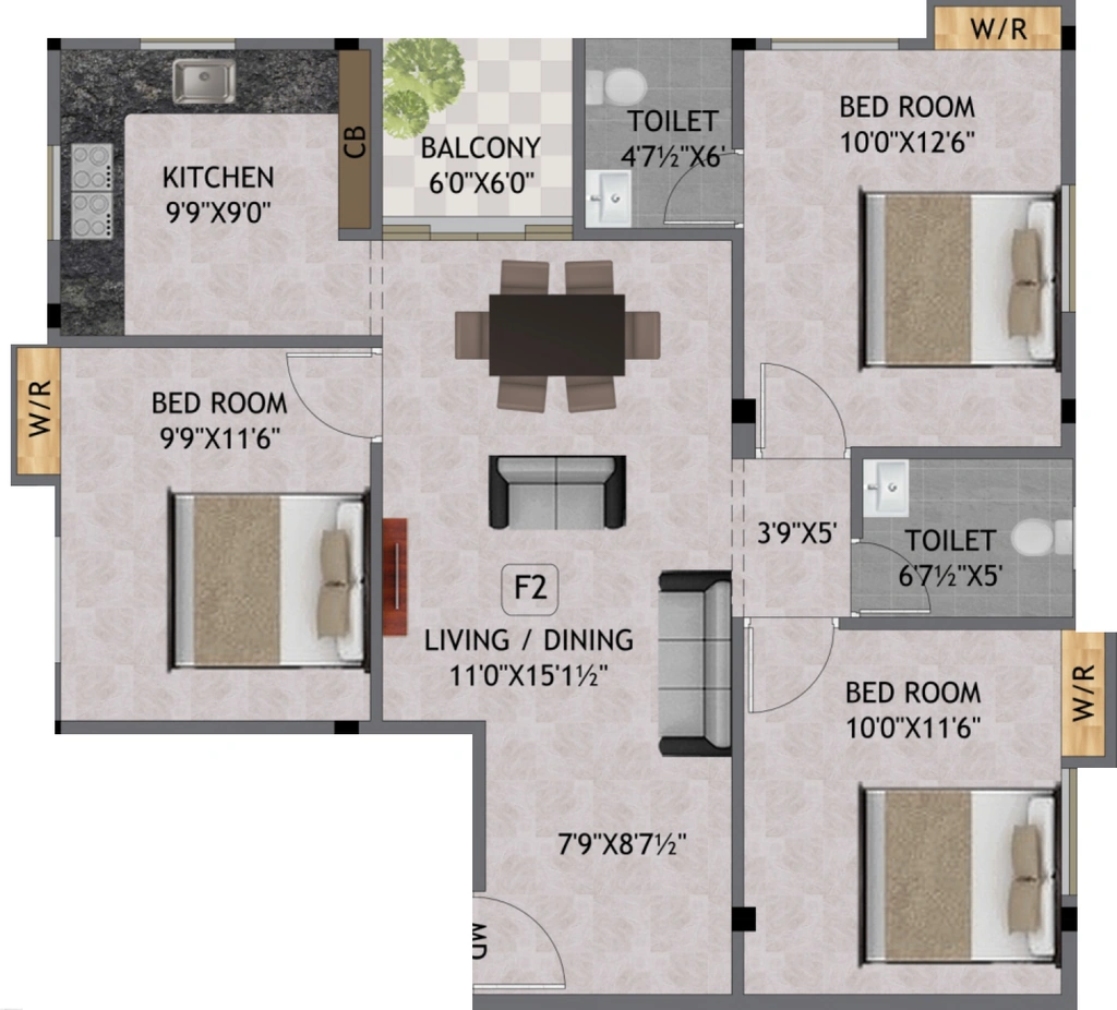 3 BHK Flat in Keerthi Sai Paadham Flats in Porur, Chennai - Image 921316