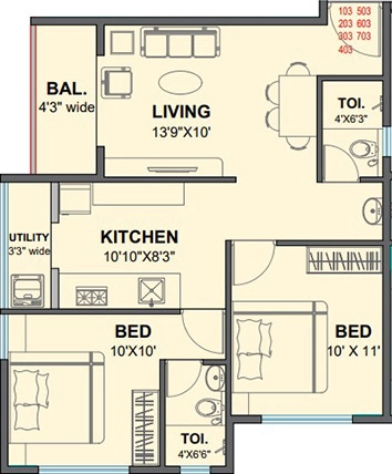 2 BHK Flat in Krushna Pride 4 in Pathardi Phata, Nashik - Image 921327