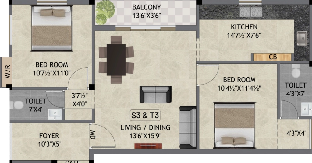 2 BHK Flat in Keerthi Sai Naadha Flats in Porur, Chennai - Image 921354