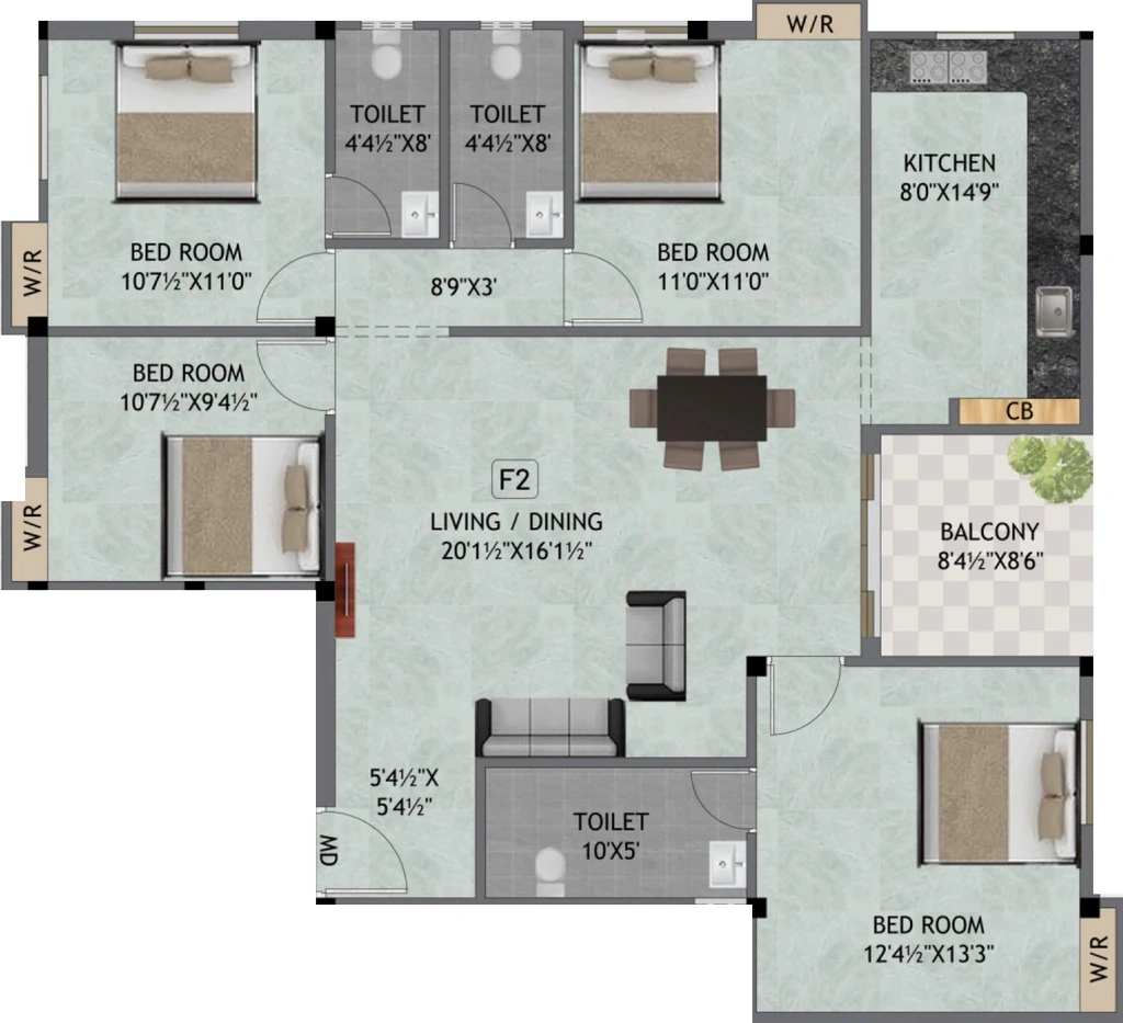4 BHK Flat in Keerthi Sai Naadha Flats in Porur, Chennai - Image 921357