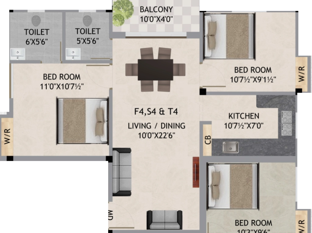 2 BHK Flat in Keerthis Sai Lakshmi in Kattupakkam, Chennai - Image 921363