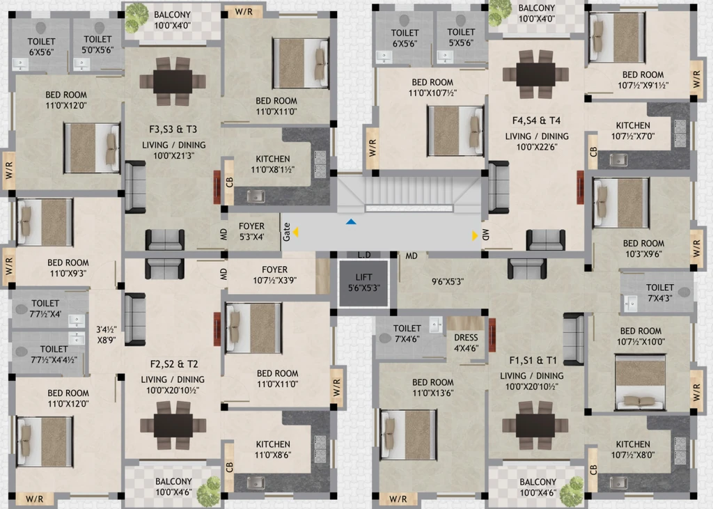 Floor Plan of Keerthis Sai Lakshmi in Kattupakkam, Chennai - Image 410430