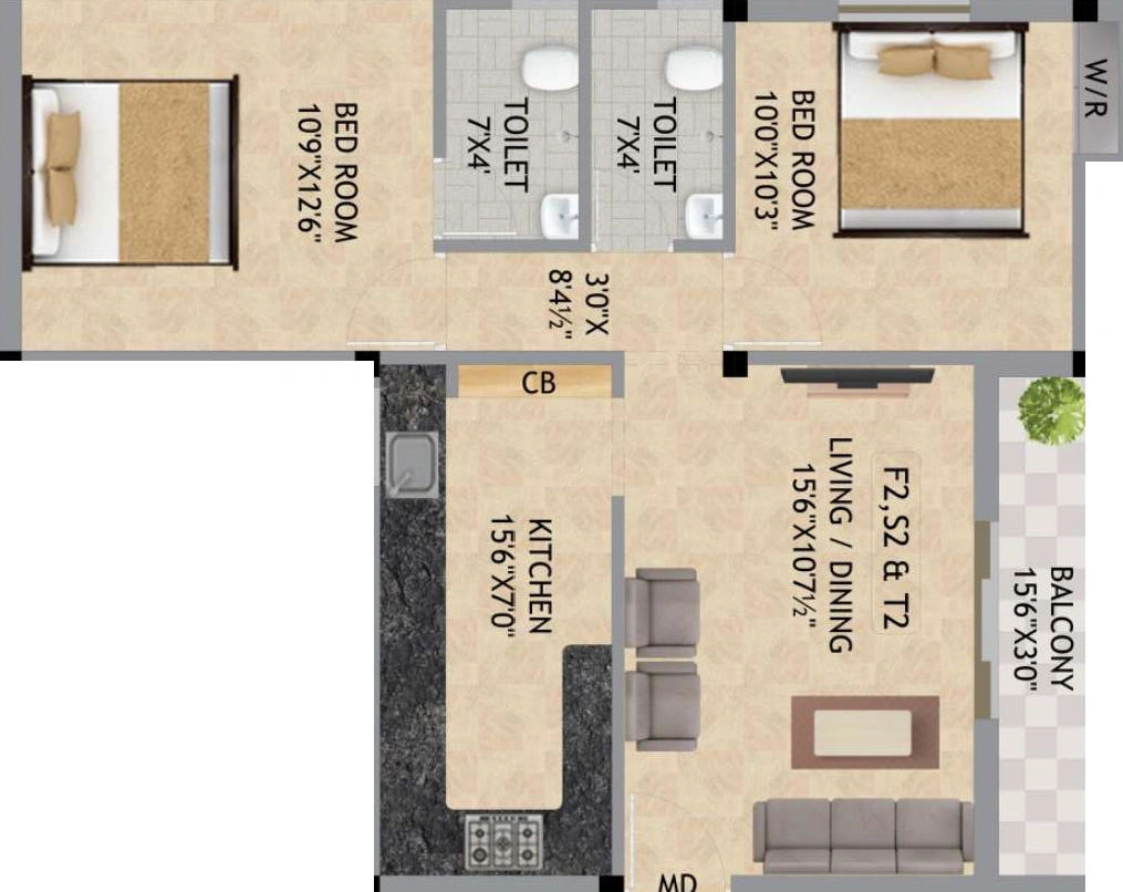 2 BHK Flat in Mugesh Sai Shanmuga Flats in Kattupakkam, Chennai - Image 921367
