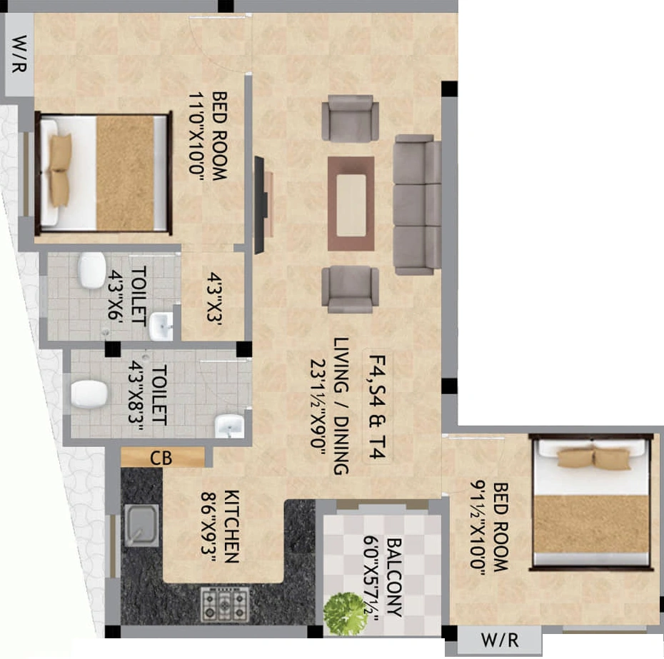 3 BHK Flat in Mugesh Sai Shanmuga Flats in Kattupakkam, Chennai - Image 921368