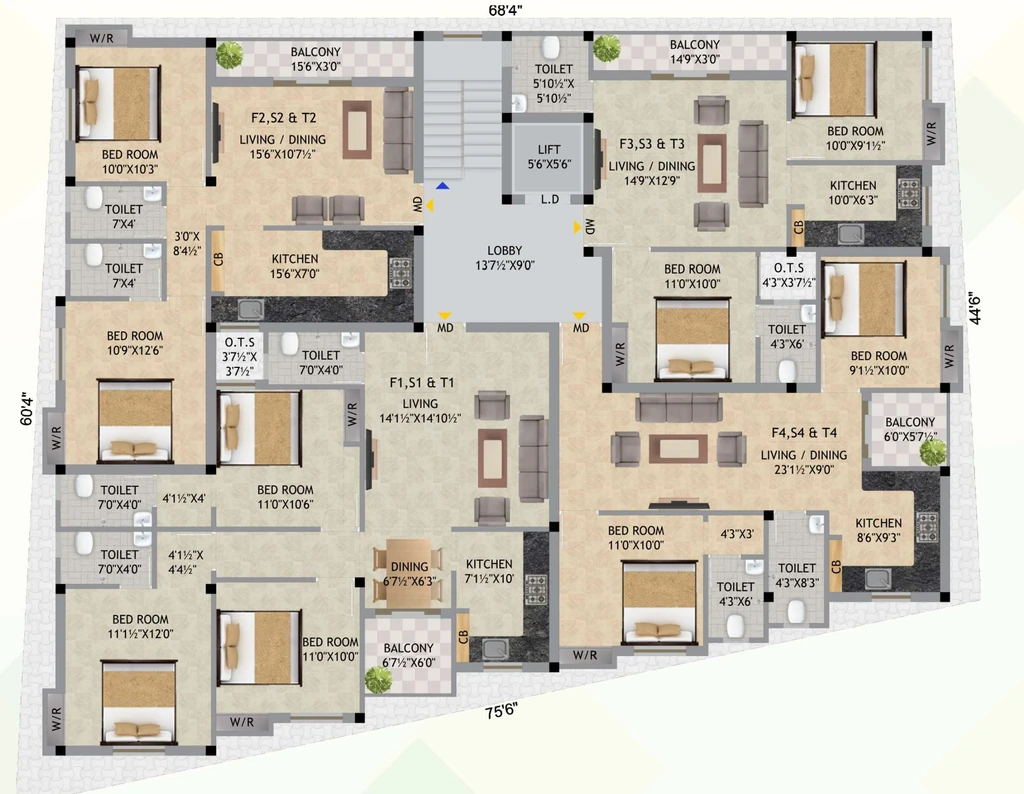 Floor Plan of Mugesh Sai Shanmuga Flats in Kattupakkam, Chennai - Image 410436