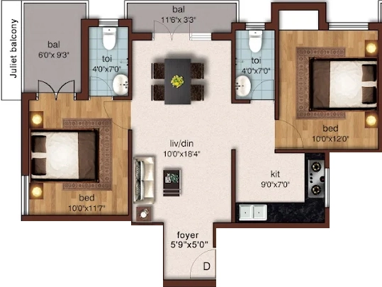 2 BHK Flat in AV Swarnamukhi in Kattupakkam, Chennai - Image 921376