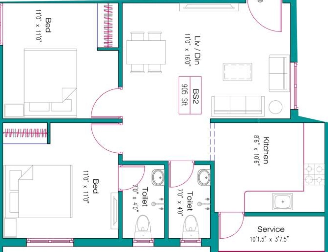 2 BHK Flat in HP Sky Tower in Madambakkam, Chennai - Image 921383