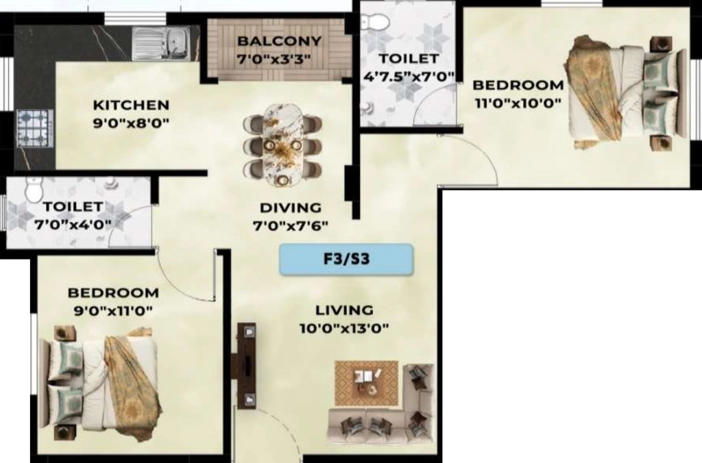 2 BHK Flat in Mithun Orchid in Medavakkam, Chennai - Image 921387