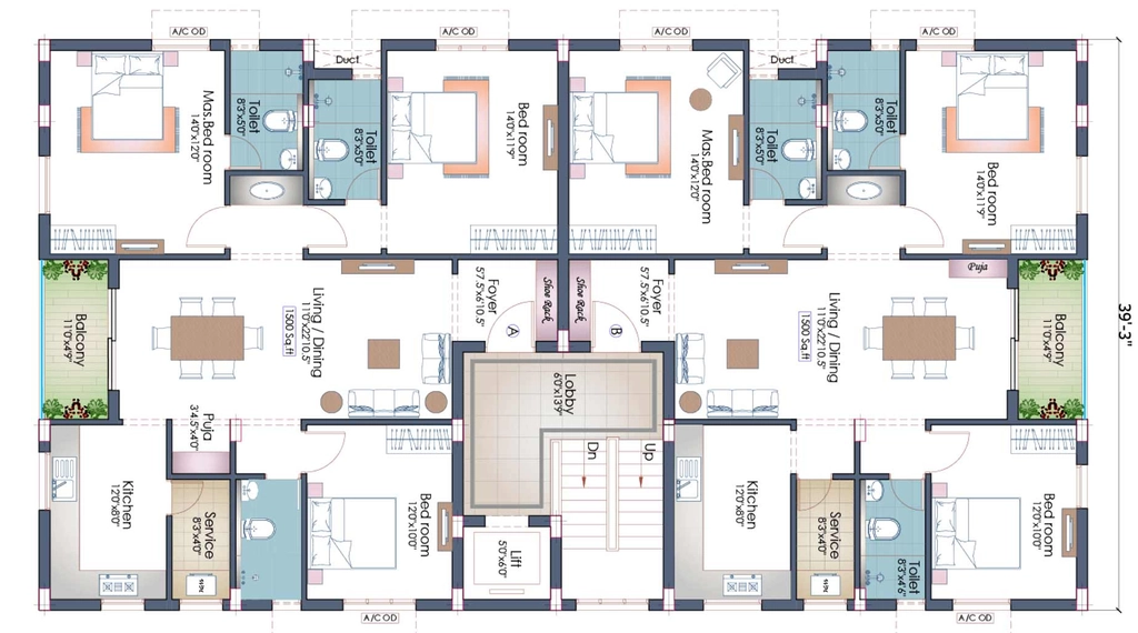 Floor Plan of Pushkar 176 Defence Colony in Ekkatuthangal, Chennai - Image 410479