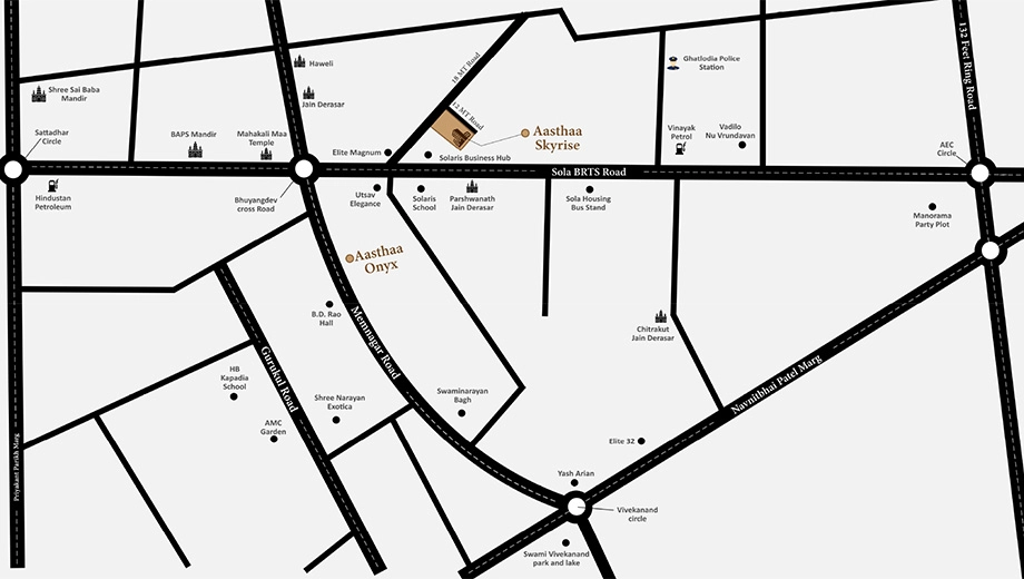 Location of Commercial Aasthaa Skyrise in Sola, Ahmedabad - Image 410512