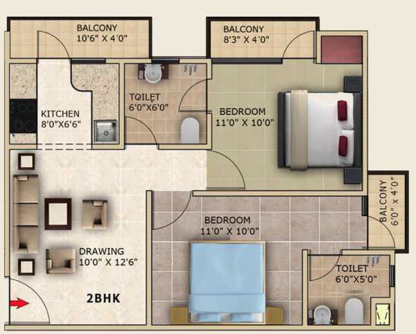 2 BHK Flat in Buildlopers Hi Tech Homes in Sector 104, Noida - Image 921414