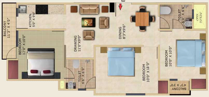 3 BHK Flat in Buildlopers Hi Tech Homes in Sector 104, Noida - Image 921415