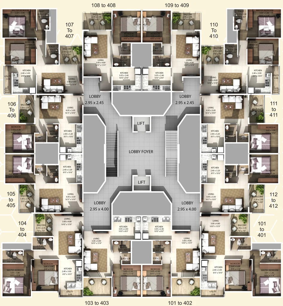 Floor Plan of AC Abhinandan Heights in Makhmalabad, Nashik - Image 410574