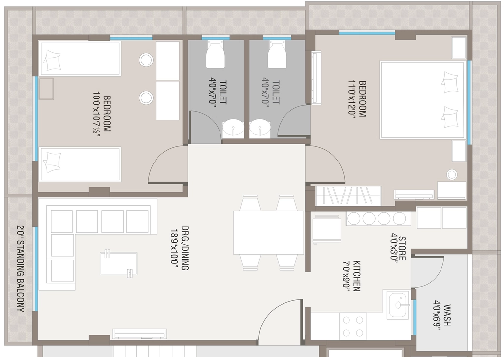 2 BHK Flat in HA Abhisha Appartment in Paldi, Ahmedabad - Image 921431