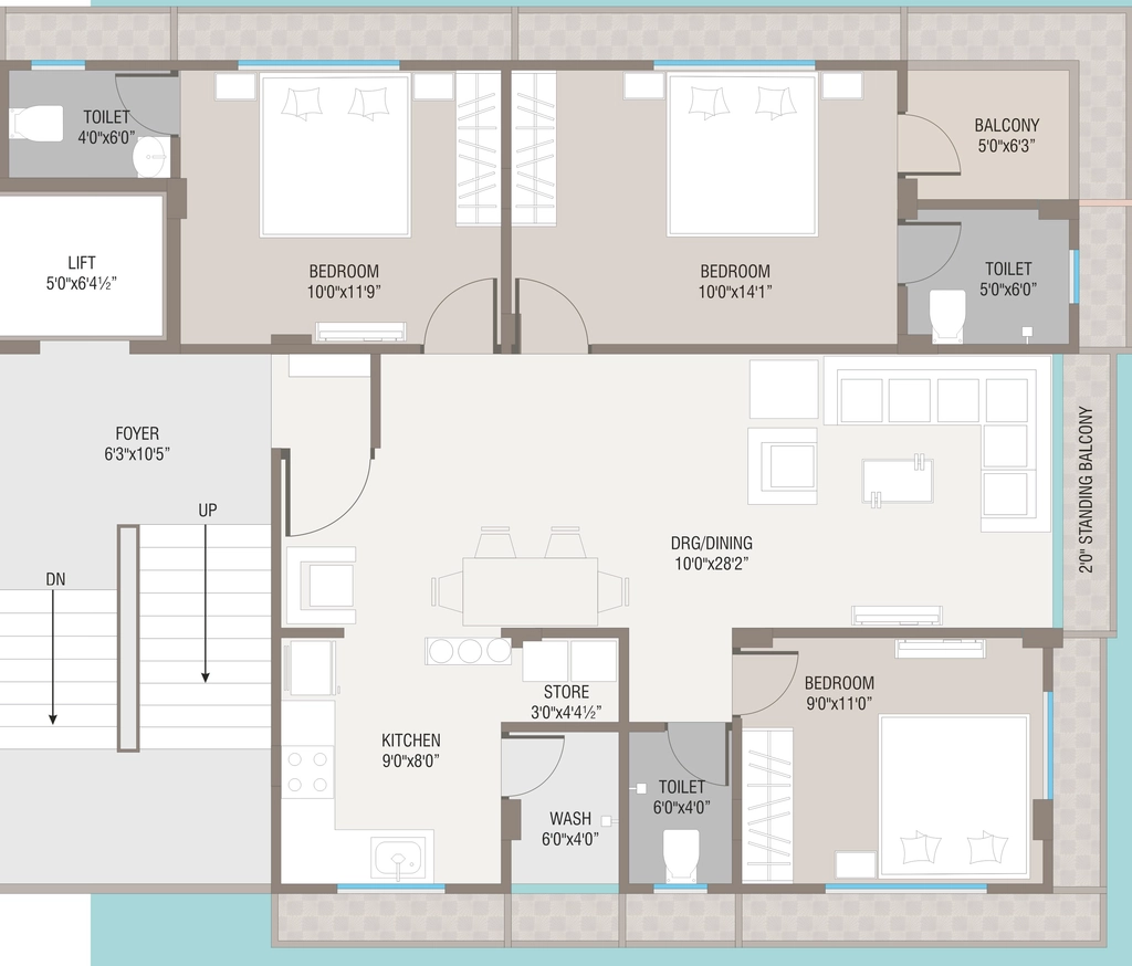 3 BHK Flat in HA Abhisha Appartment in Paldi, Ahmedabad - Image 921432