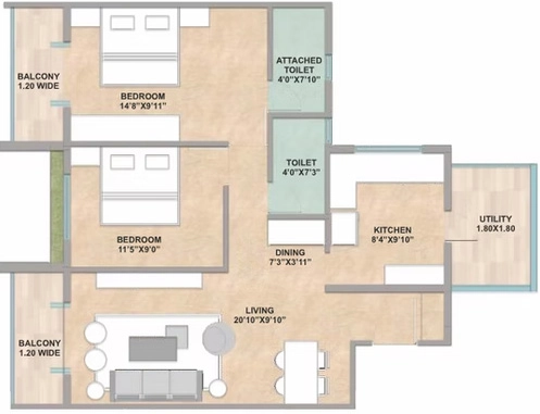 2 BHK Flat in AC Aaradhya Residency in Nashik Road, Nashik - Image 921437