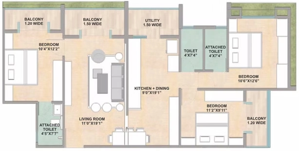3 BHK Flat in AC Aaradhya Residency in Nashik Road, Nashik - Image 921438