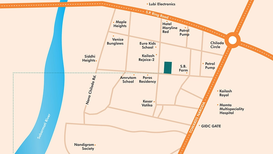 Location of Girivar Sreevas in Nana Chiloda, Ahmedabad - Image 410714
