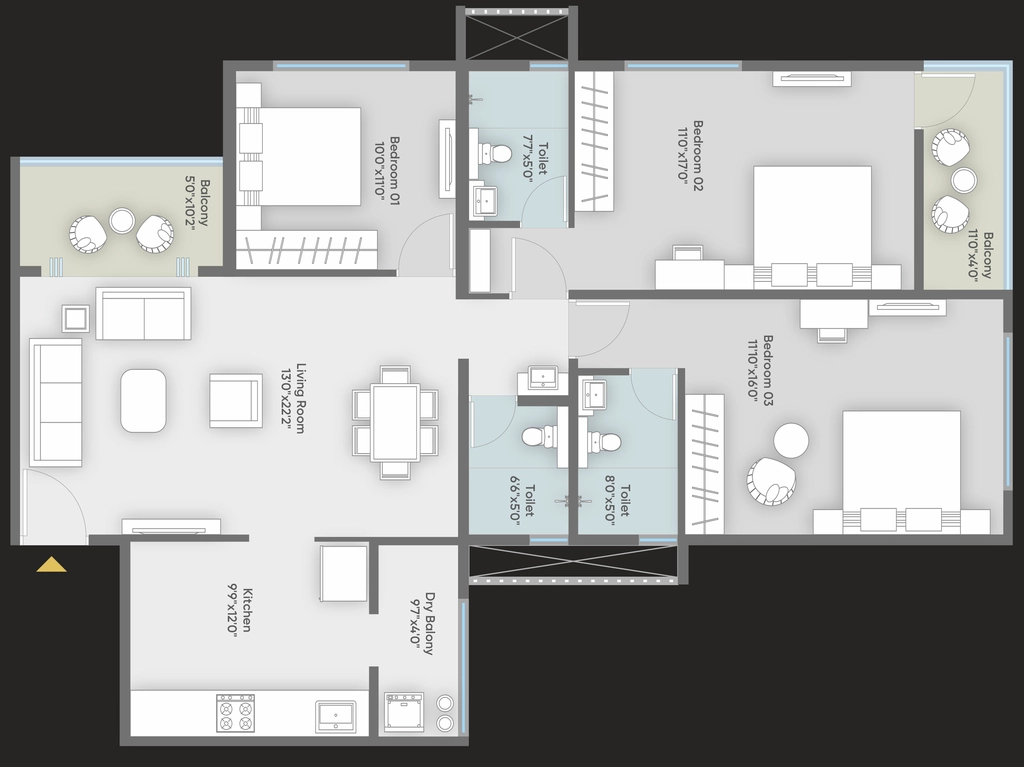 3 BHK Flat in Daksh Avlon in Gangapur Road, Nashik - Image 921465