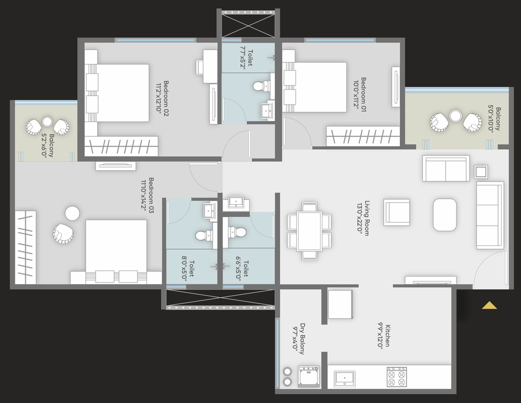 3 BHK Flat in Daksh Avlon in Gangapur Road, Nashik - Image 921466