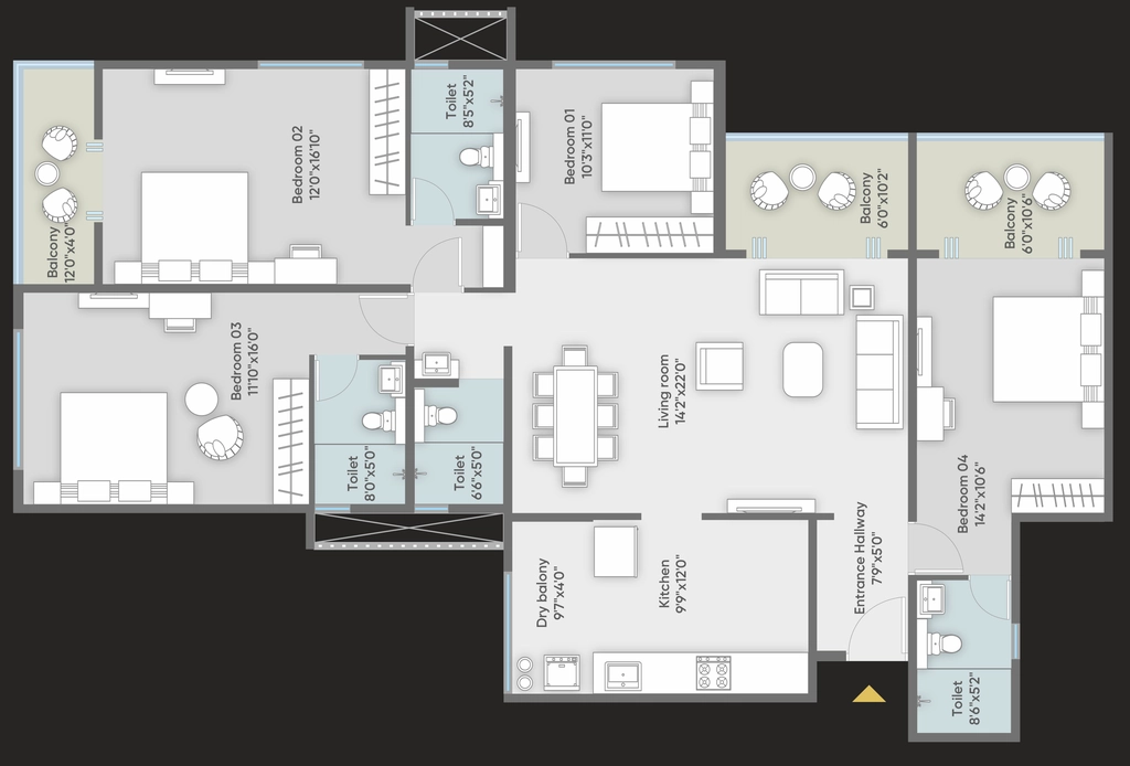 4 BHK Flat in Daksh Avlon in Gangapur Road, Nashik - Image 921467