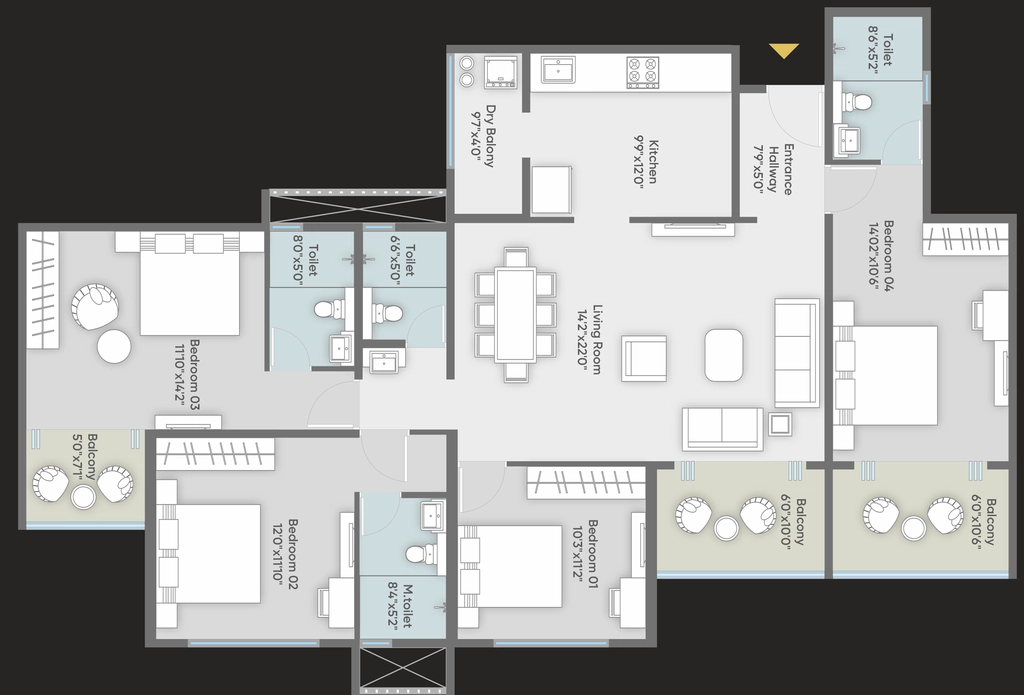 4 BHK Flat in Daksh Avlon in Gangapur Road, Nashik - Image 921468