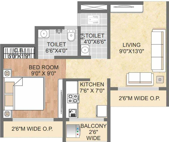 1 BHK Flat in Riddhi Siddhi Atlantic in Kalyan West, Thane - Image 446922