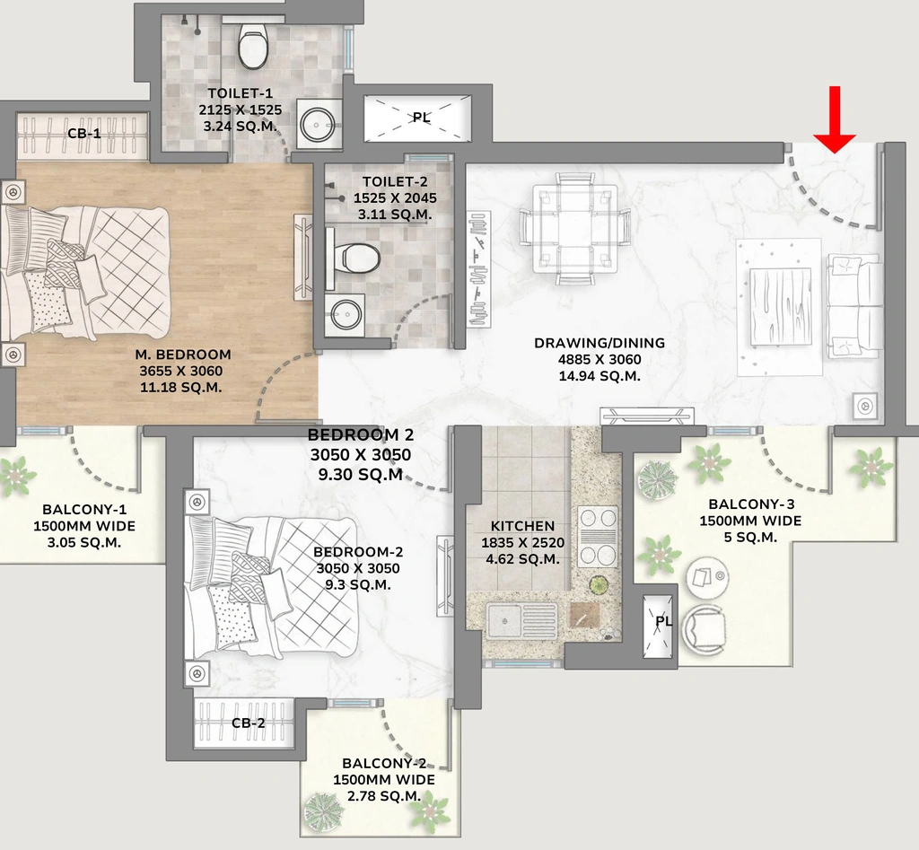 2 BHK Flat in UPRERAPRJ3122 in Techzone 4, Greater Noida - Image 921512