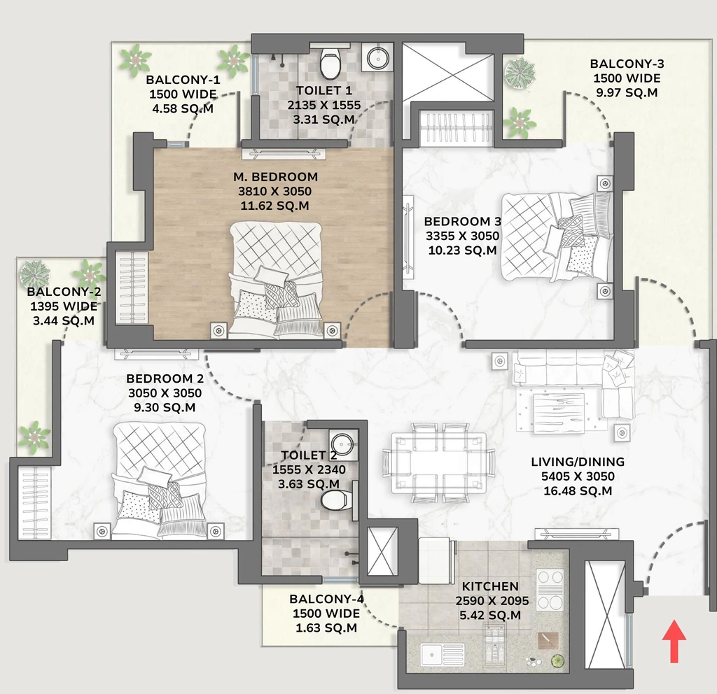 3 BHK Flat in UPRERAPRJ3122 in Techzone 4, Greater Noida - Image 921513