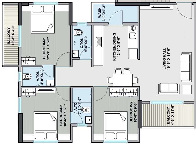 3 BHK Flat in Daksh Govind Elite in Pathardi Phata, Nashik - Image 921516