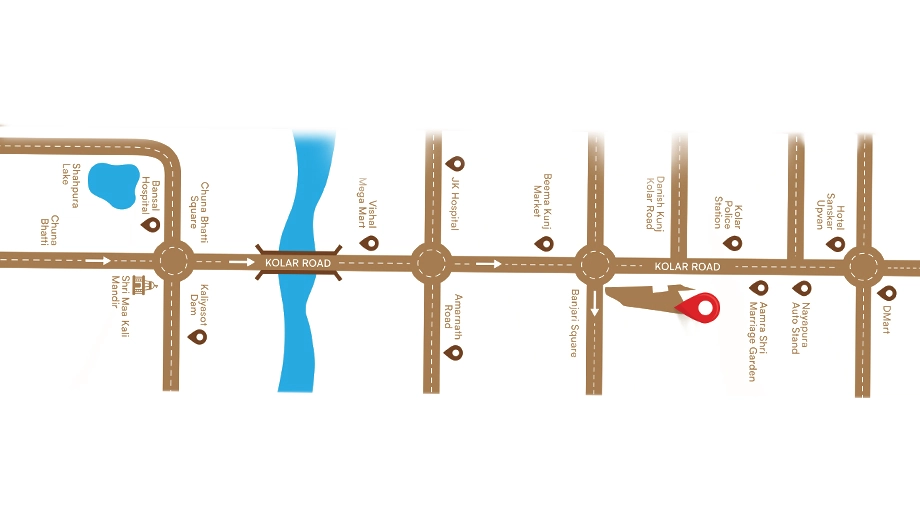 Location of Kolar Surendra Select in Kolar Road, Bhopal - Image 411039