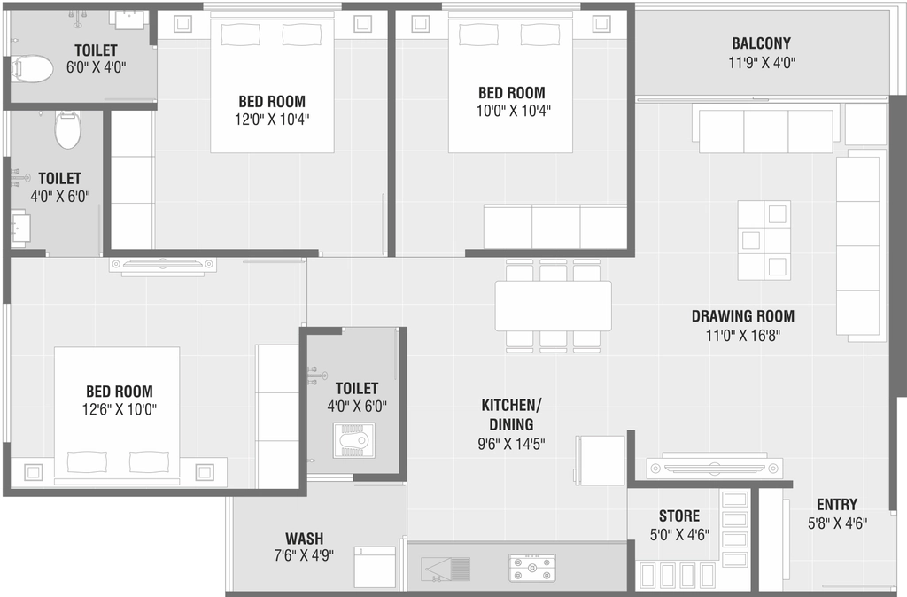 3 BHK Flat in Om Radhe Swapnil in Nava Naroda, Ahmedabad - Image 921533