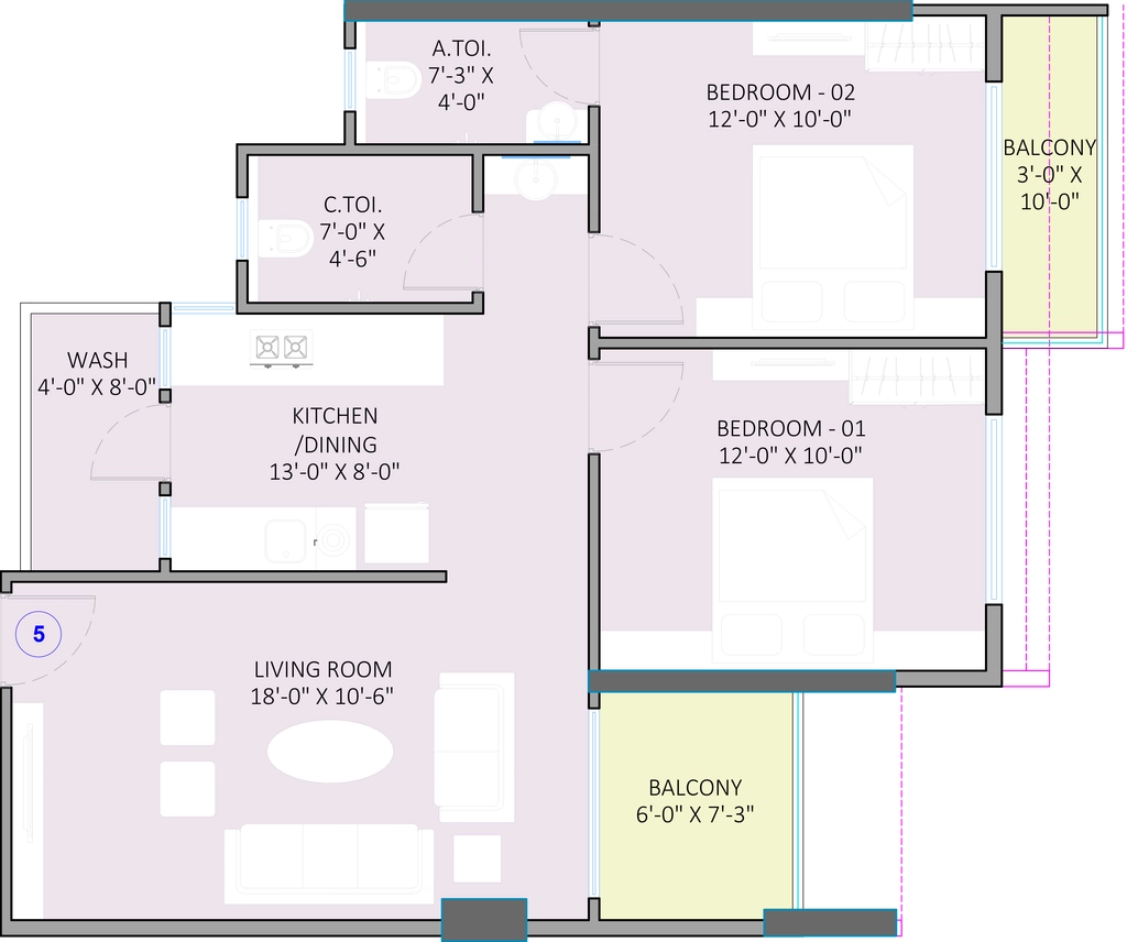 2 BHK Flat in Daksh Triverra in Panchavati, Nashik - Image 921545