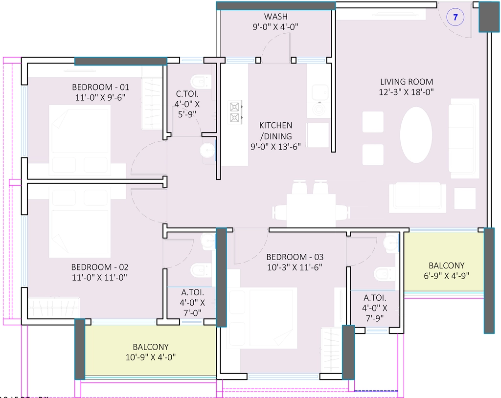 3 BHK Flat in Daksh Triverra in Panchavati, Nashik - Image 921546